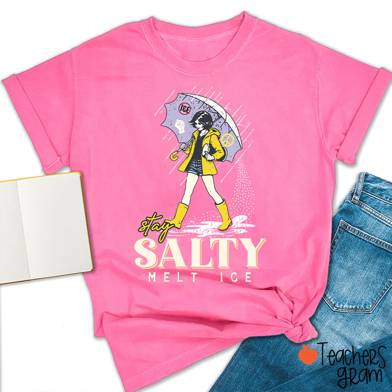 Subtle Anti Ice Stay Salty Protest Teacher T-Shirt