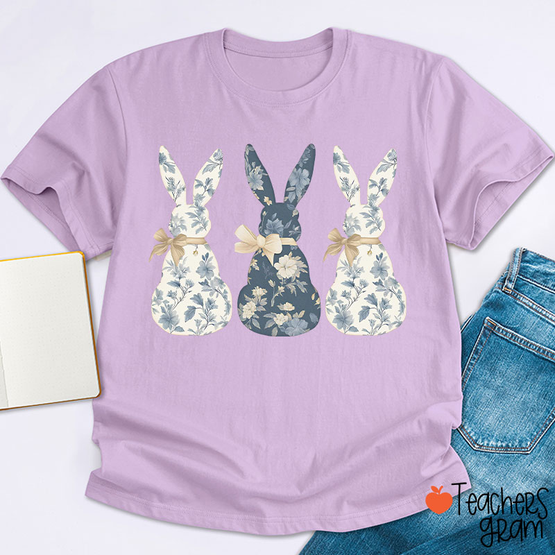Coquette Bow Easter Bunny Teacher T-Shirt