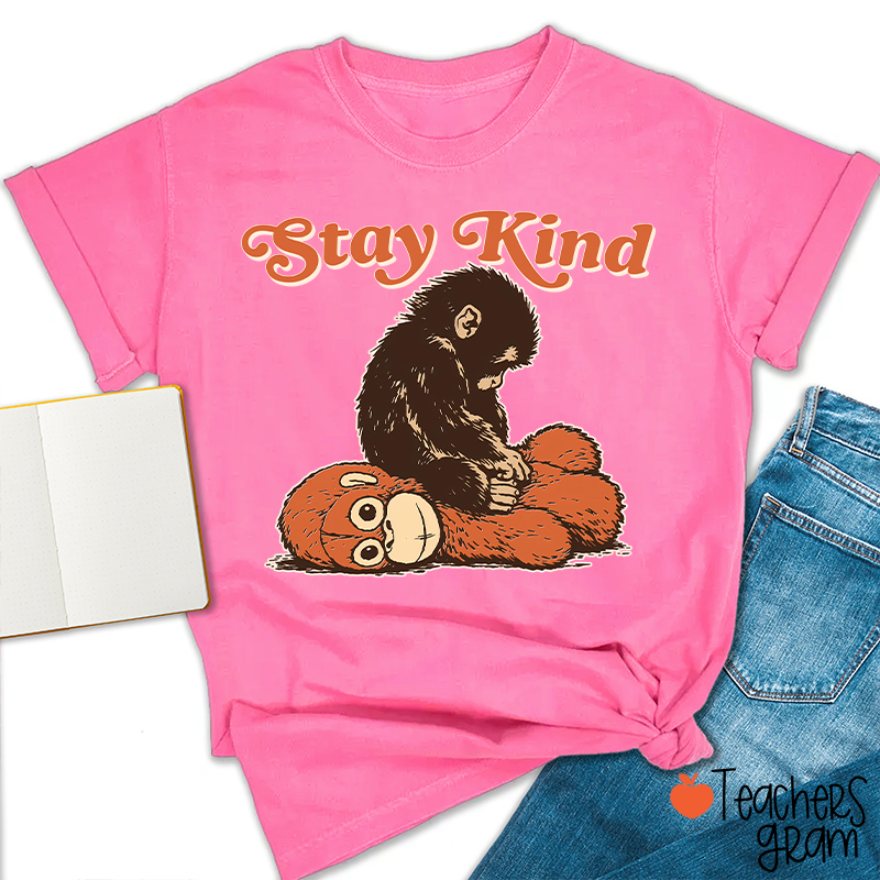 Punch Monkey Stay Kind Teacher T-Shirt