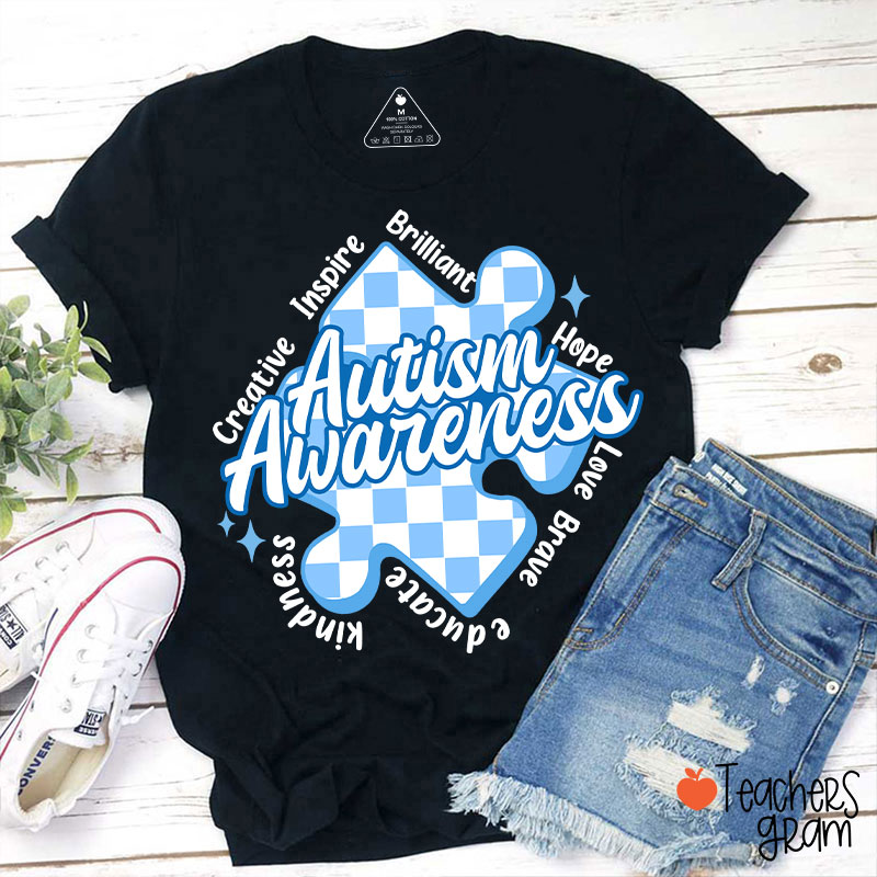 Inspire Brilliant Hope Love Brave Educate Kindness Teacher T-Shirt