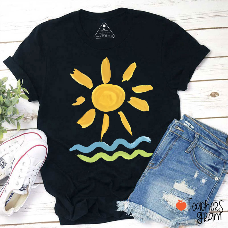 Hello Sunshine Summer Beach Teacher T-Shirt