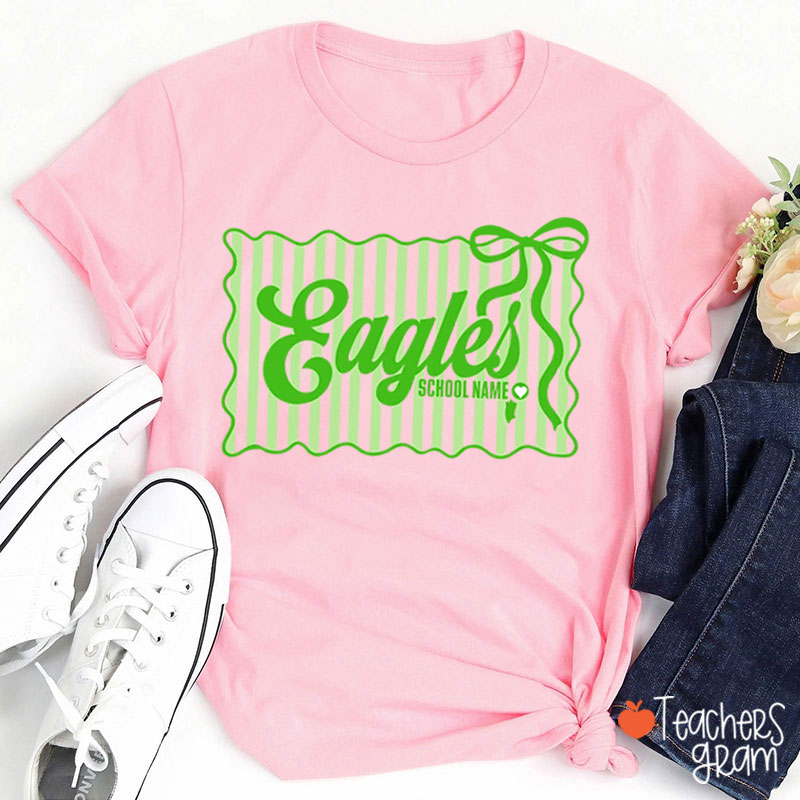 Personalized Retro Stripe Cheer Team Teacher T-Shirt