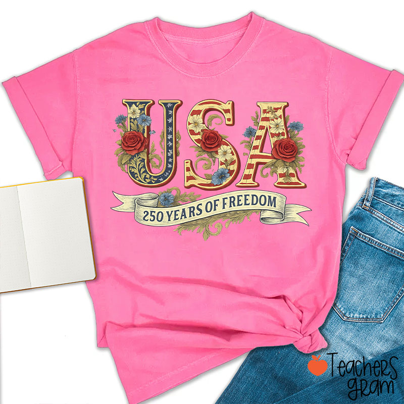 Usa 250 Years Of Freedom Teacher T-Shirt