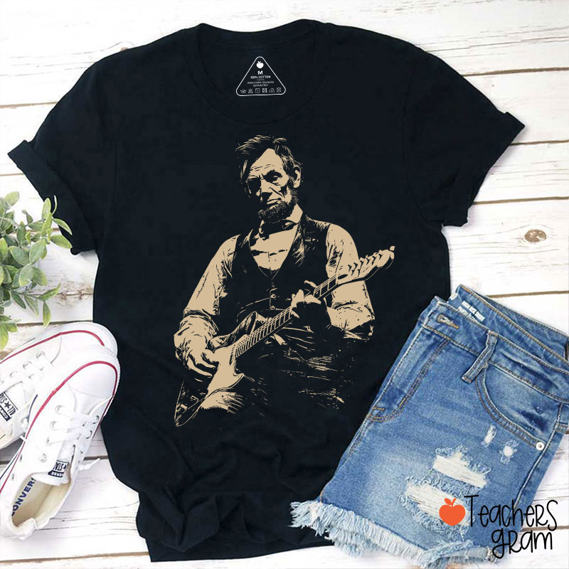 President Playing Guitar Teacher T-Shirt
