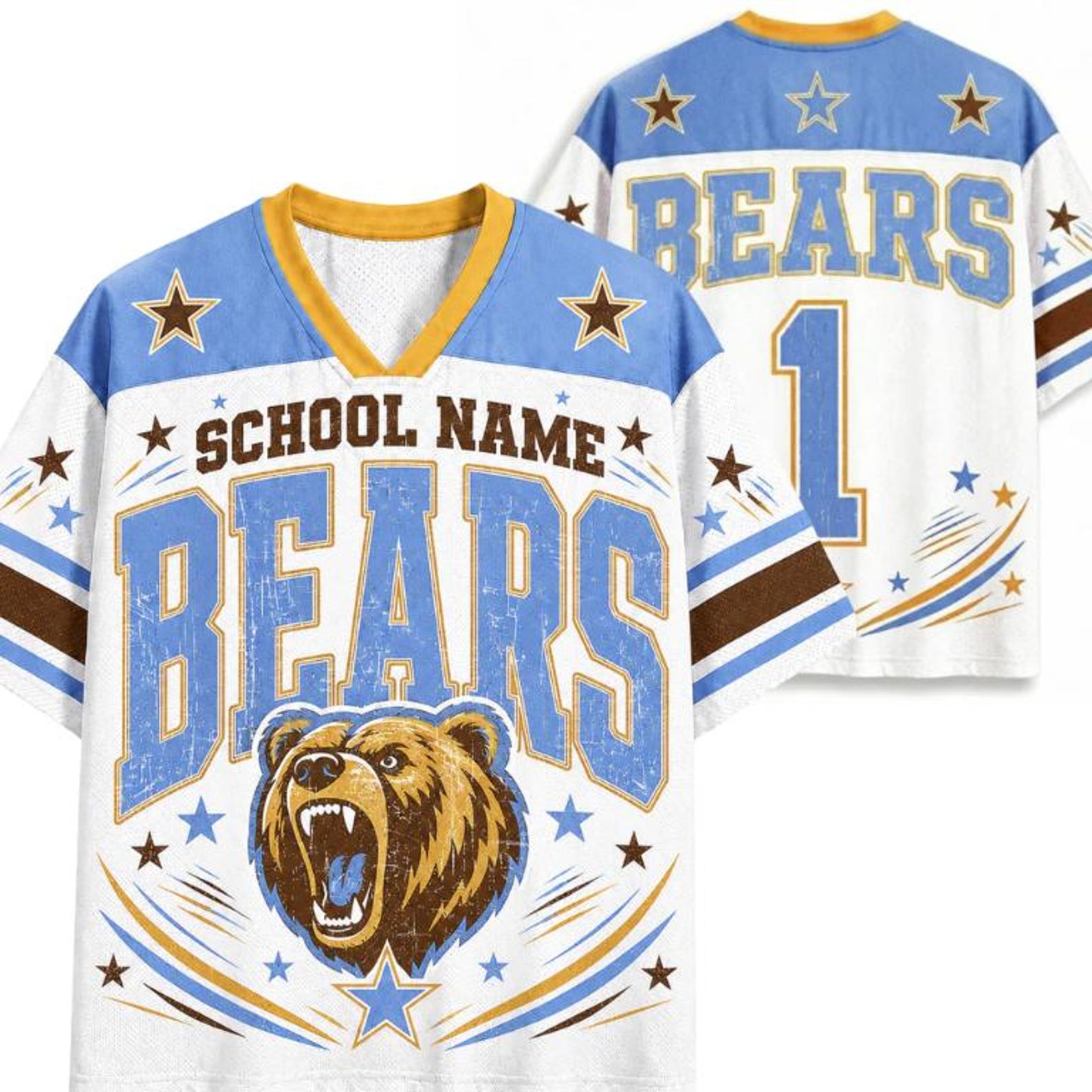 Personalized School Mascot Vintage Star Teacher Mesh Jersey