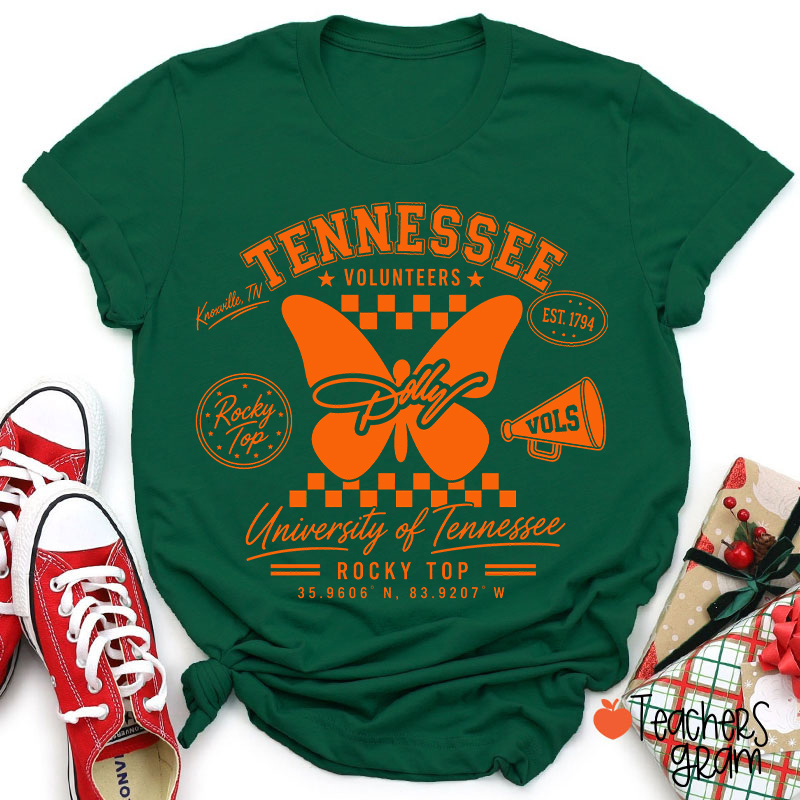 Tennessee Volunteers Rocky Top Dolly Butterfly Teacher T-Shirt