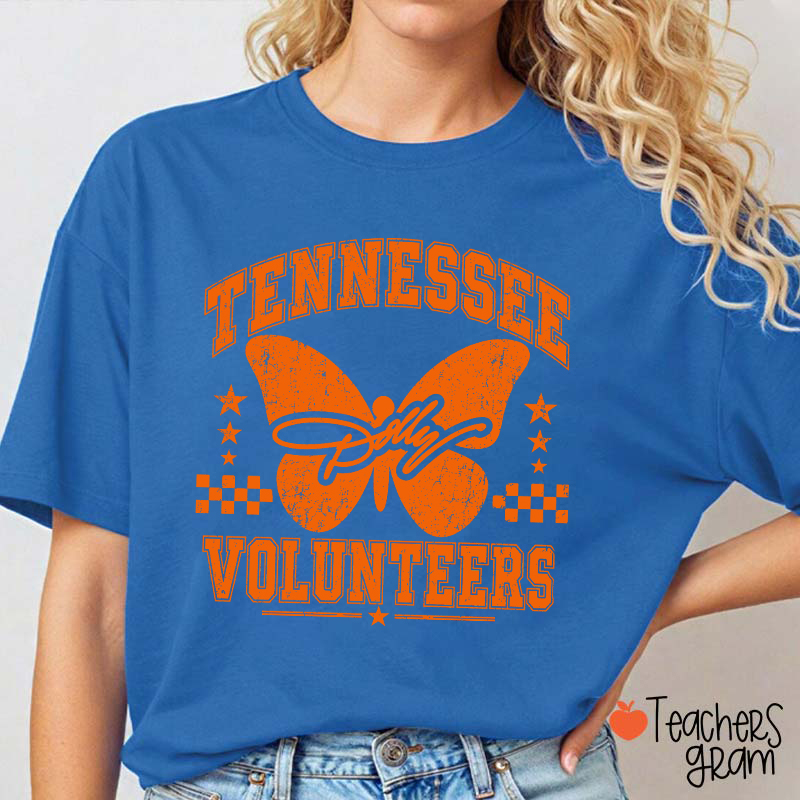 Tennessee Volunteers Dolly Distressed Butterfly Teacher T-Shirt