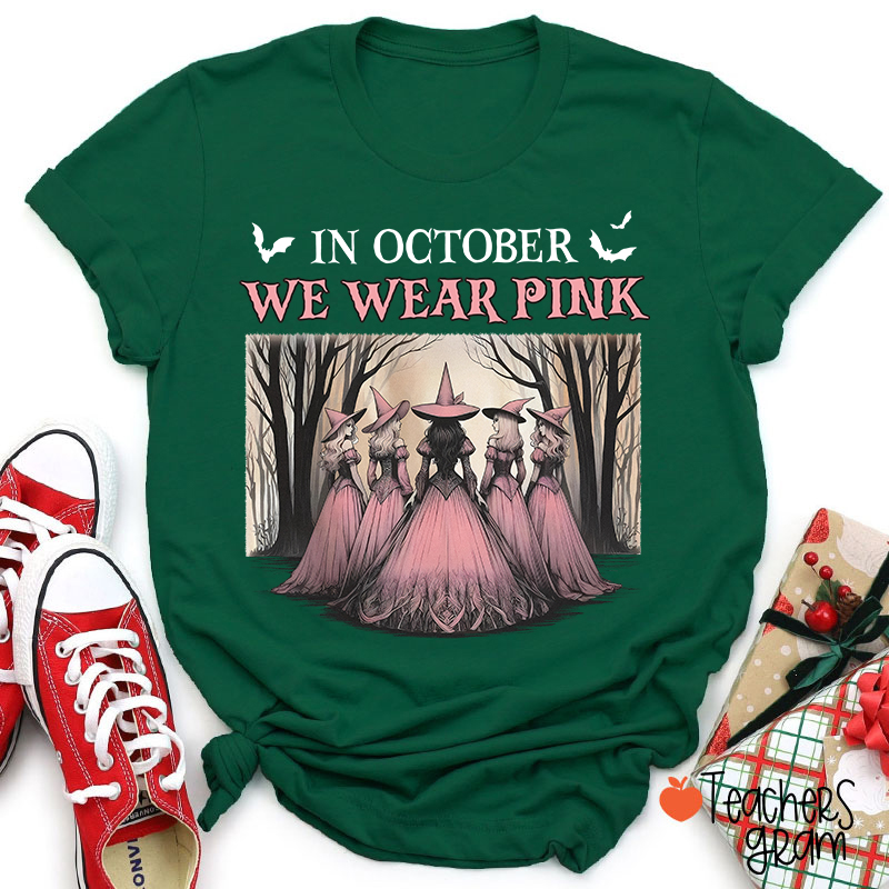 October Pink Witches Teacher T-Shirt