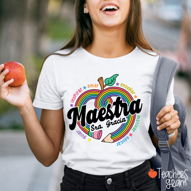 Personalized Inspirar Amar Maestra Spanish Teacher T-Shirt