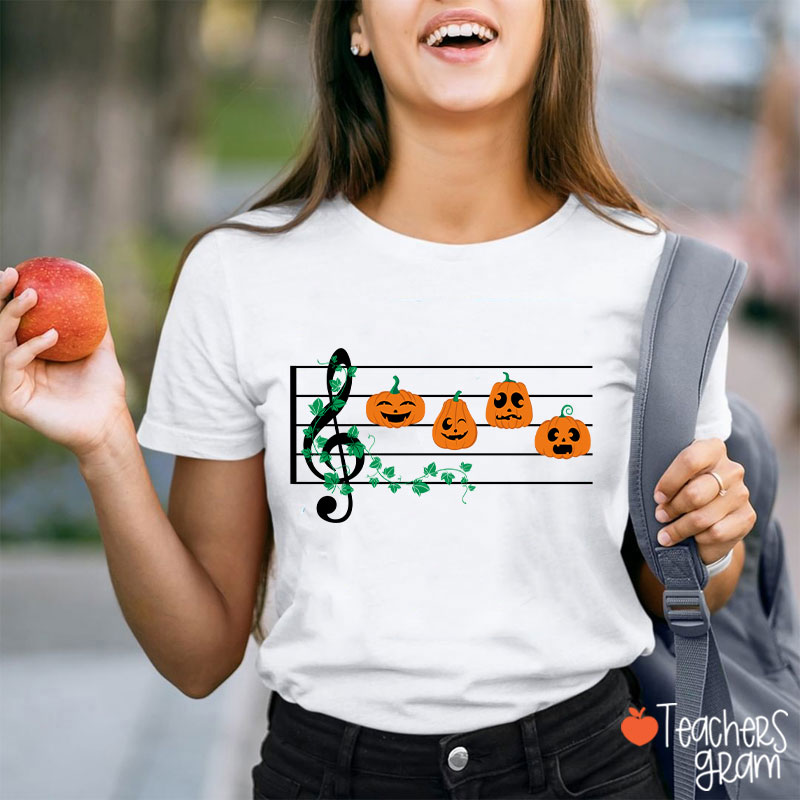 Pumpkins Music Notes Halloween Teacher T-Shirt