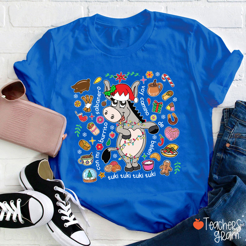 Con Mi Burrito Sabanero Voy Camino Belén Spanish Teacher T-Shirt