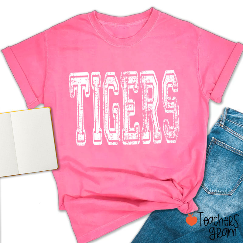 Personalized Mascot Washed And Distressed School Spirit Teacher T-Shirt