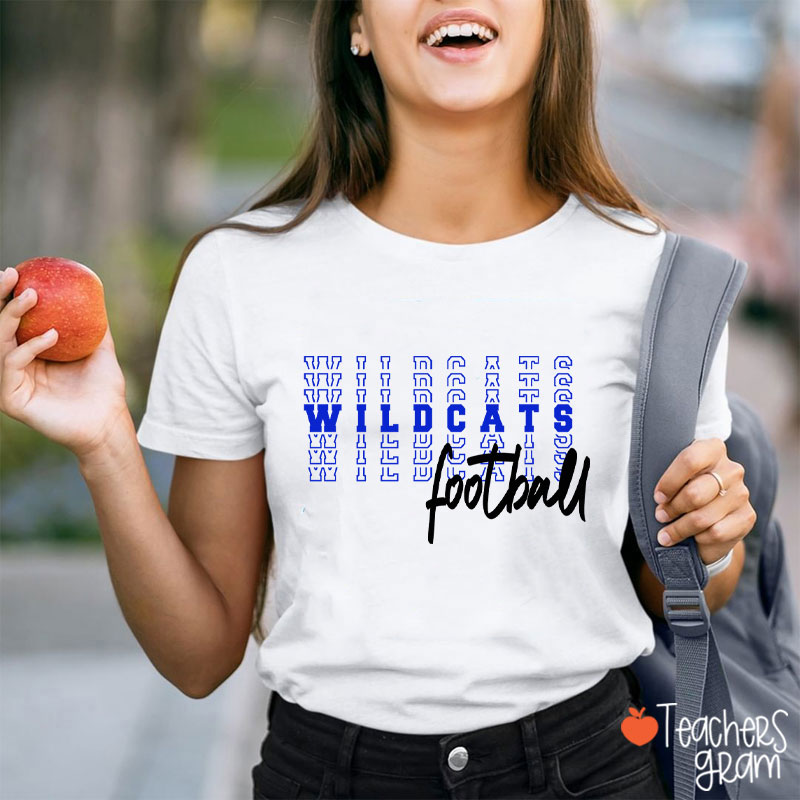 Personalized Mascot Text Stacking Teacher T-Shirt