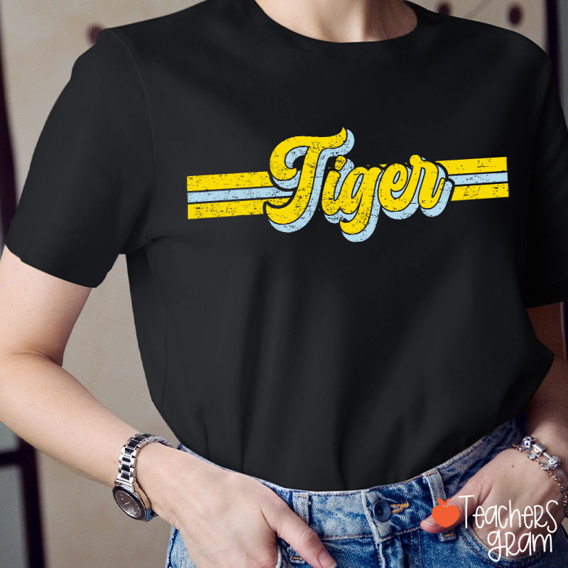 Personalized Mascot Contrast Color Line Teacher T-Shirt