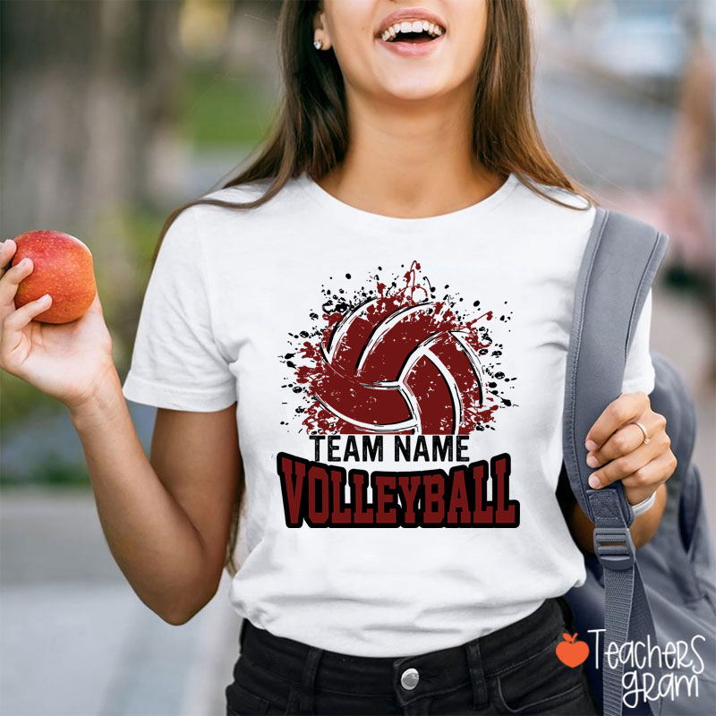 Personalized Team Name And Sport Splash Effect Teacher T-Shirt