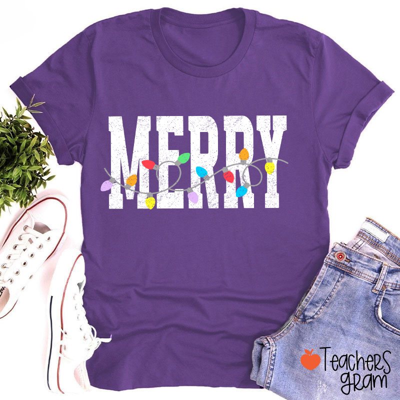 Merry Christmas Lights Teacher T-Shirt