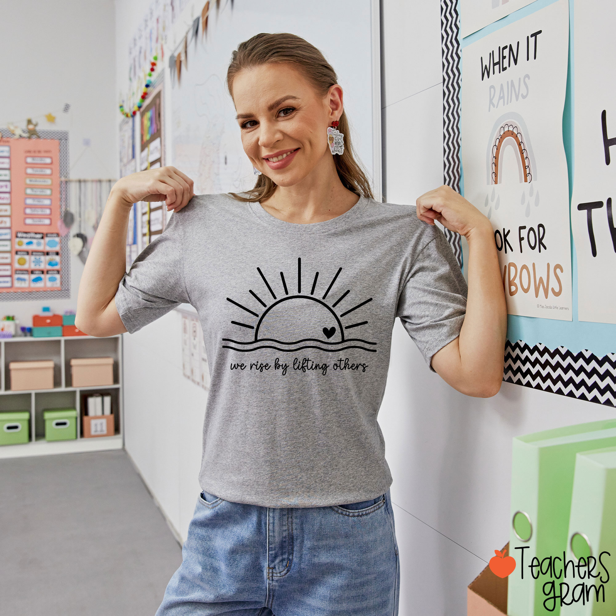We Rise By Lifting Others Teacher T-Shirt