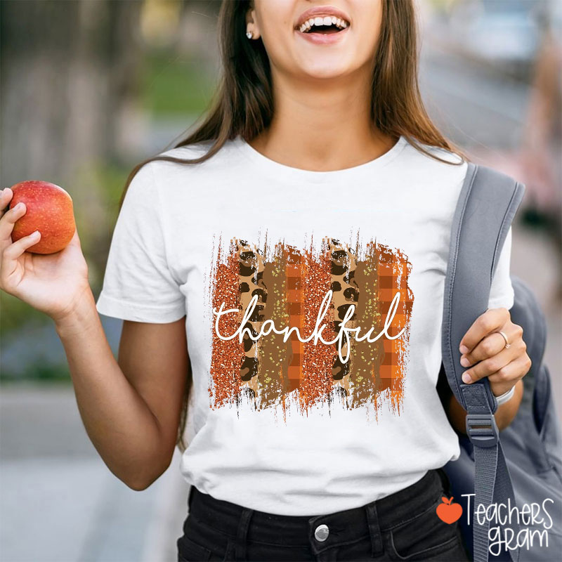 Thankful Leopard Teacher T-Shirt