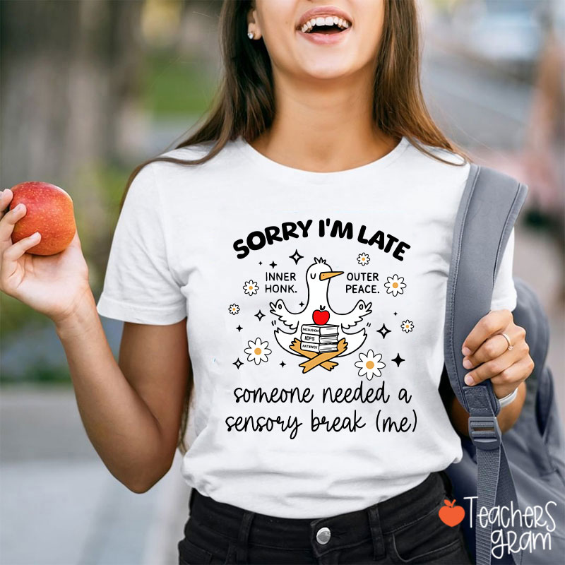 Sorry I'm Late Someone Needed A Sensory Break Teacher T-Shirt