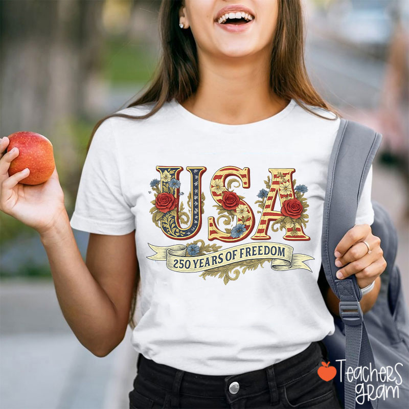 Usa 250 Years Of Freedom Teacher T-Shirt