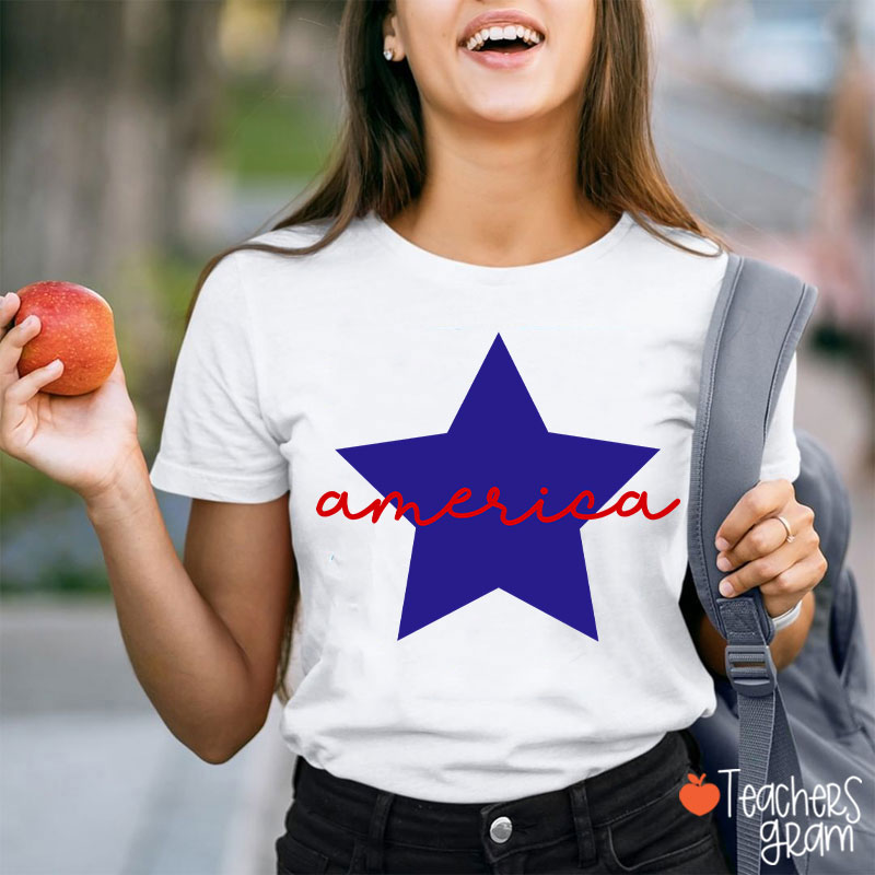 America Patriotic 4th Of July Teacher T-Shirt