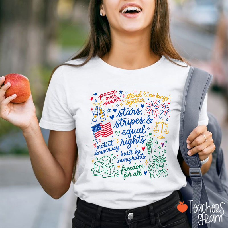 Doodle USA Political Equal Rights Teacher T-Shirt