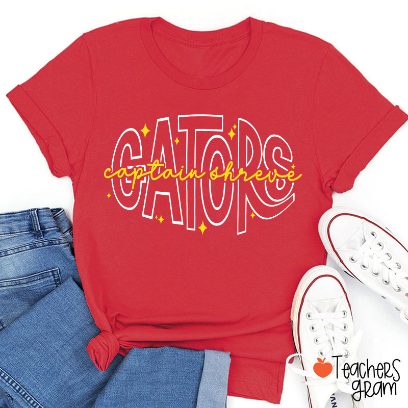 Personalized Mascot And School Name Star Line Teacher T-Shirt