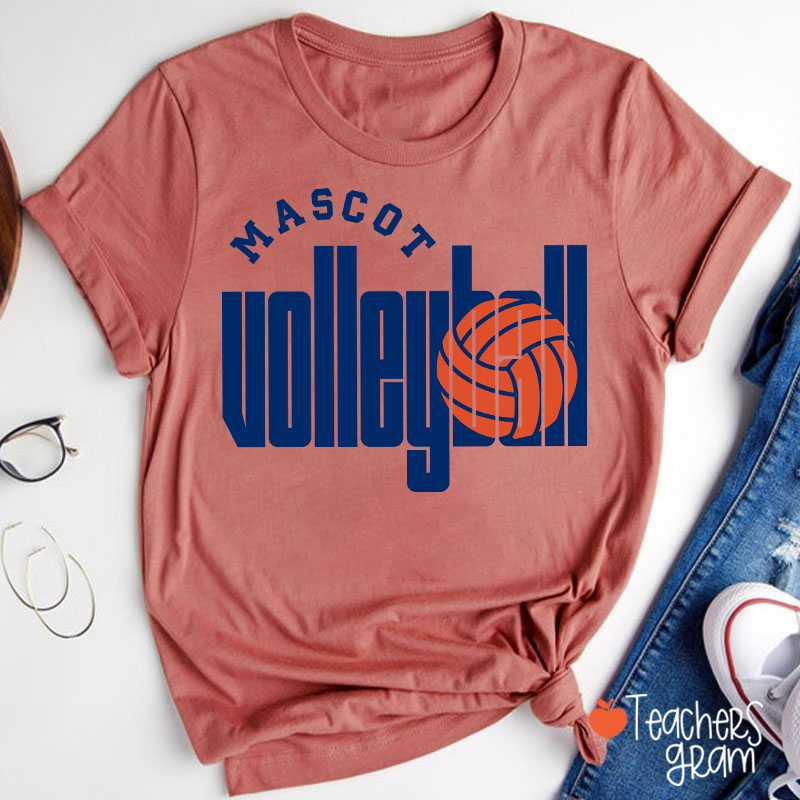Personalized Mascot Volleyball Retro Game Day Teacher T-Shirt