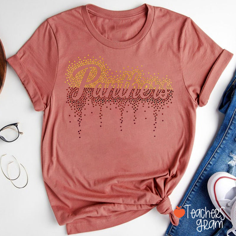 Personalized Name Gradient Faux Sparkling Drip Sparkle Bling Teacher T-Shirt