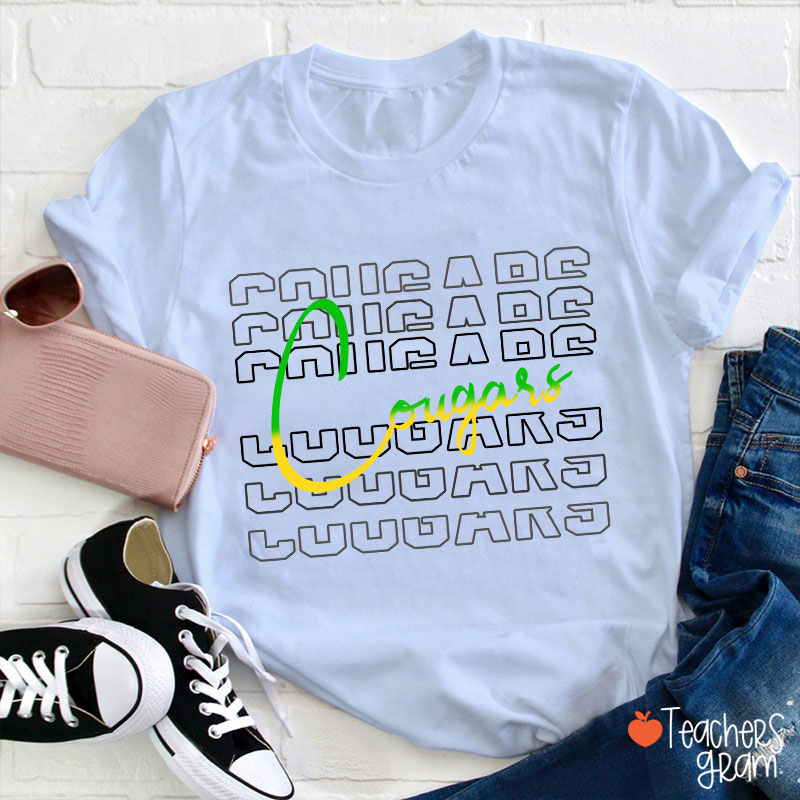 Personalized Gradient Team Mascot Teacher T-Shirt