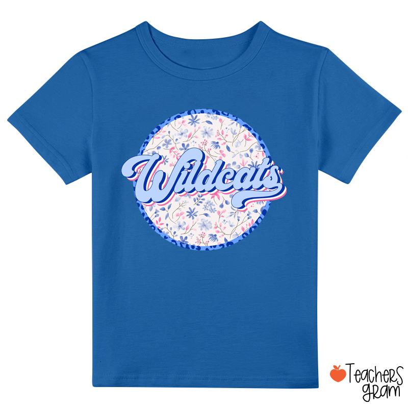 Personalized Mascot Circle Vintage Wildflowers Class T-Shirt