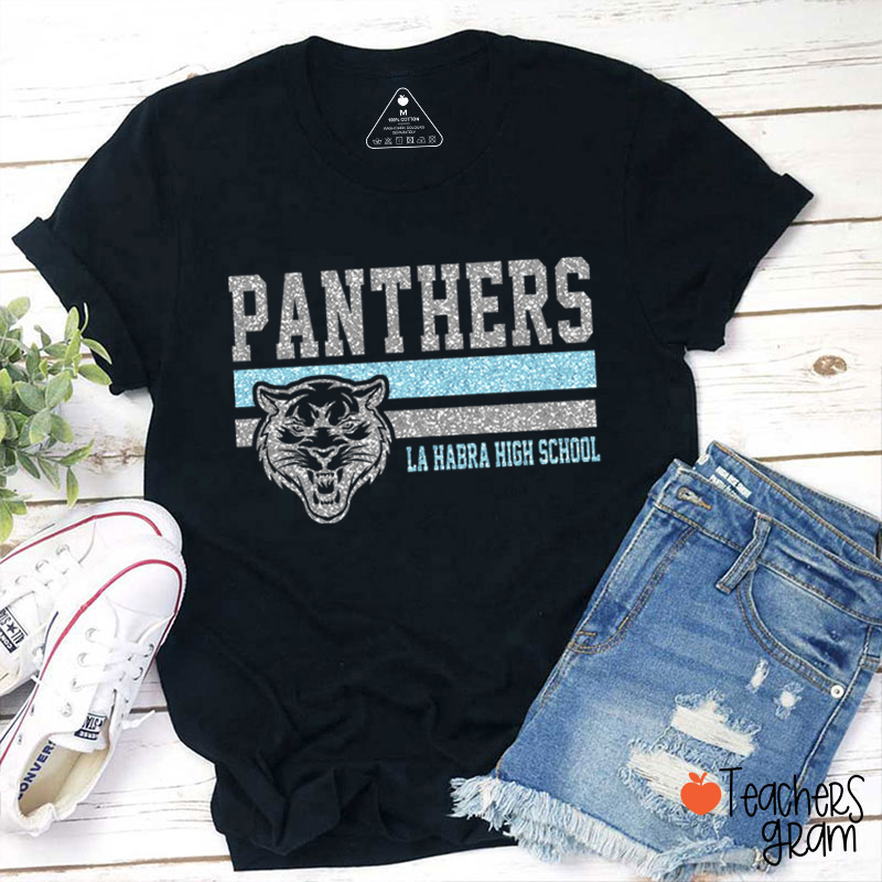 Personalized Mascot And School Name Contrasting Lines Teacher T-Shirt