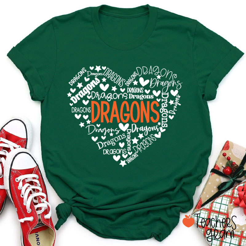 Personalized Mascot Heart Teacher T-Shirt