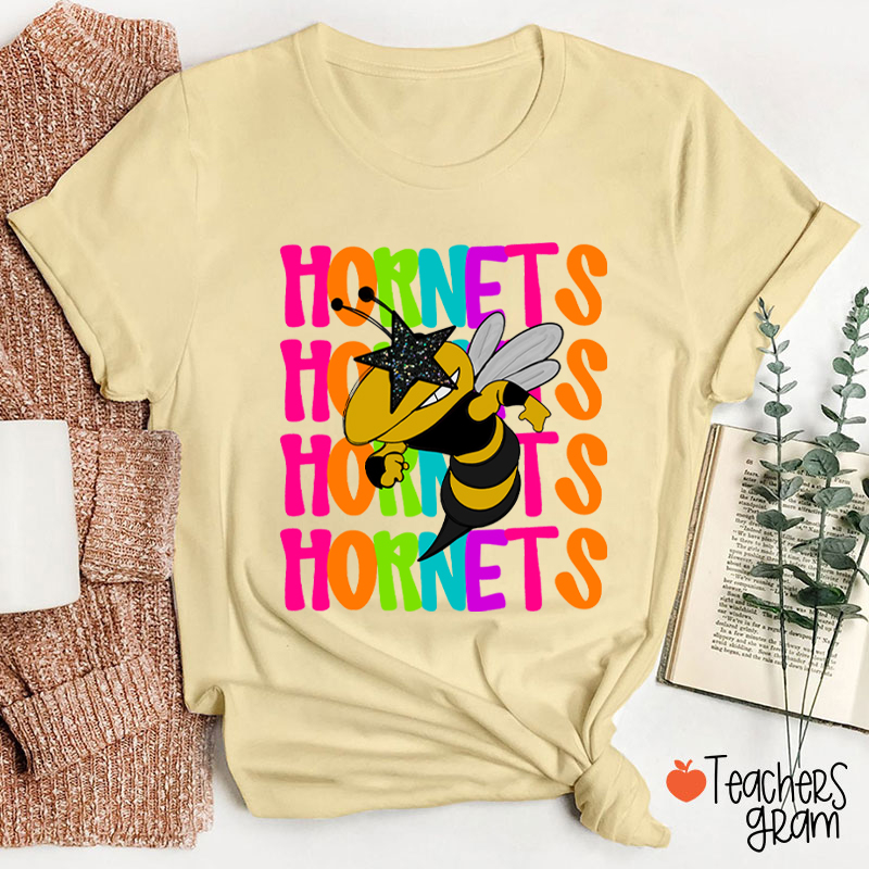 Personalized Mascot Star Glasses Teacher T-Shirt