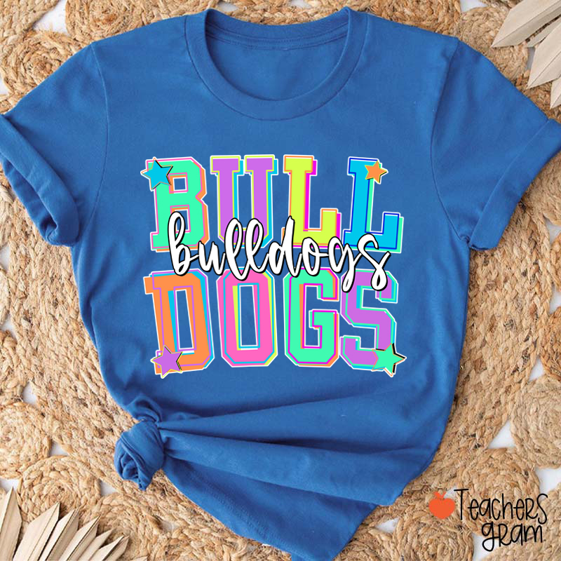 Personalized Mascot School Spirit Star Candy Color Teacher T-Shirt