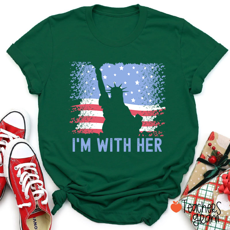 America Flag I'm With Her Teacher T-Shirt