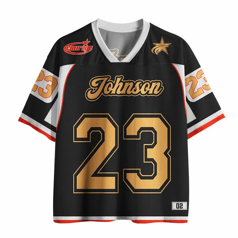 Personalized Name And Number Black Gold Teacher Mesh Jersey