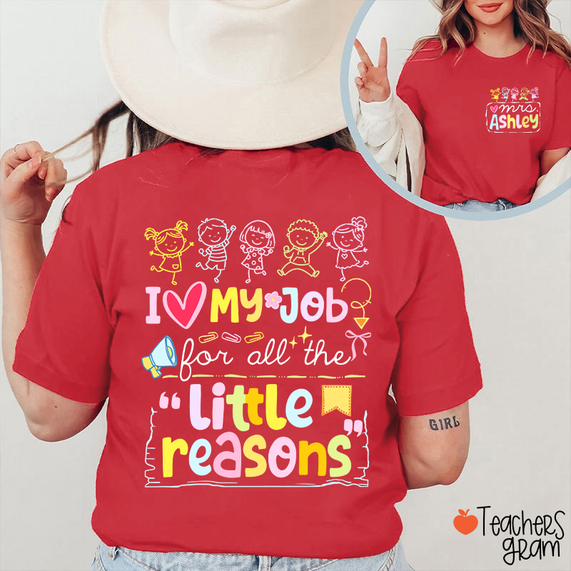 Personalized Name Colorful Quote Front And Back Print Teacher Two Sided T-Shirt