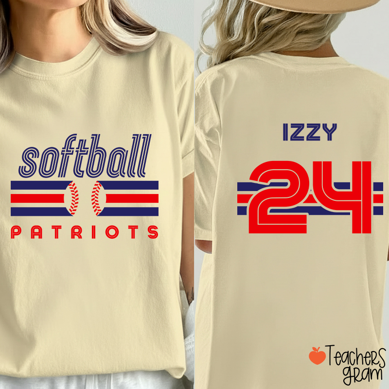 Personalized Mascot Name And Number Sport Teacher Two Sided T-Shirt