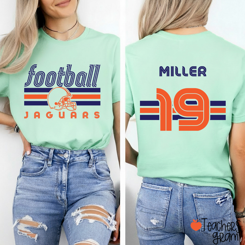 Personalized Mascot Name And Number Sport Teacher Two Sided T-Shirt