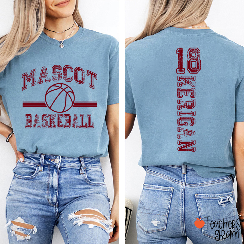 Personalized Mascot Vintage Sport Theme Teacher Two Sided T-Shirt