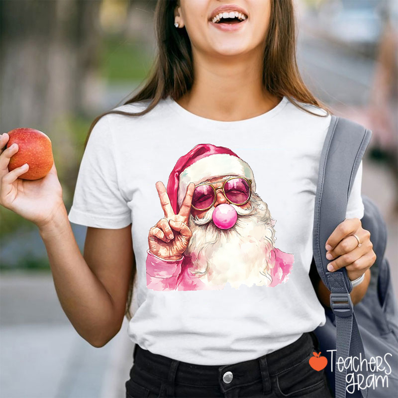 Watercolor Santa Claus Teacher T-Shirt