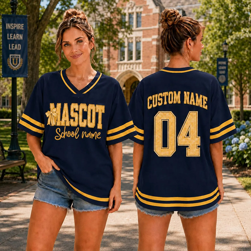 Personalized Mascot Name And Number Plaid Number Print Teacher Mesh Jersey