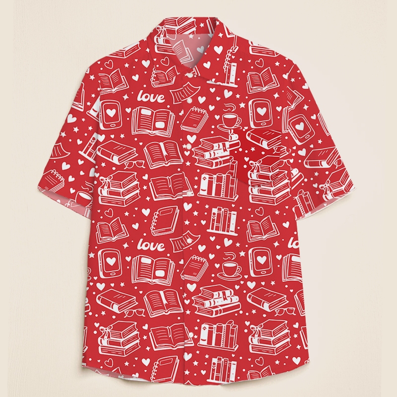 Book Lover Valentine's Day Teacher Short Sleeve Shirt