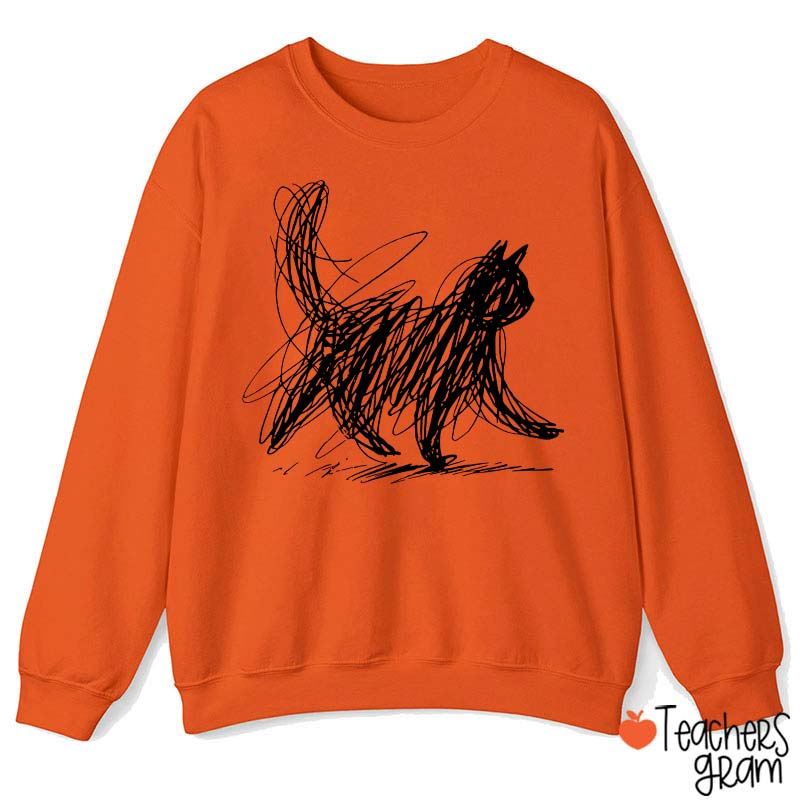 Vintage Cat Line Teacher Sweatshirt