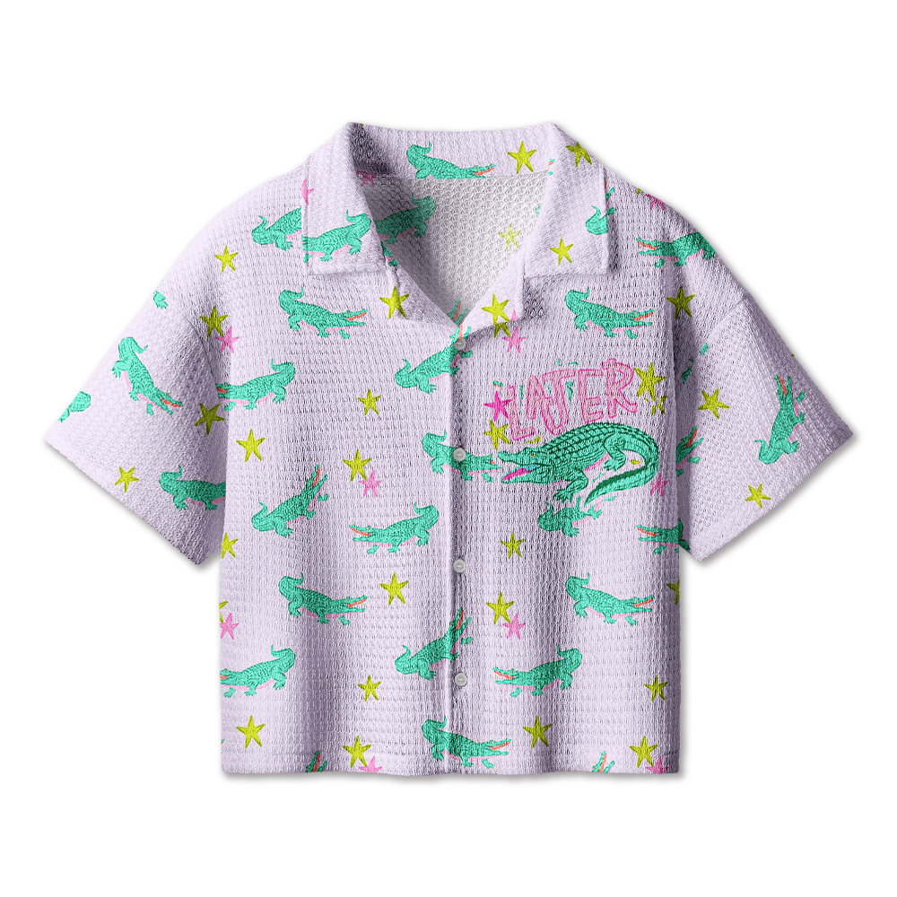Later Gator Teacher Crochet Crop Camp Shirt