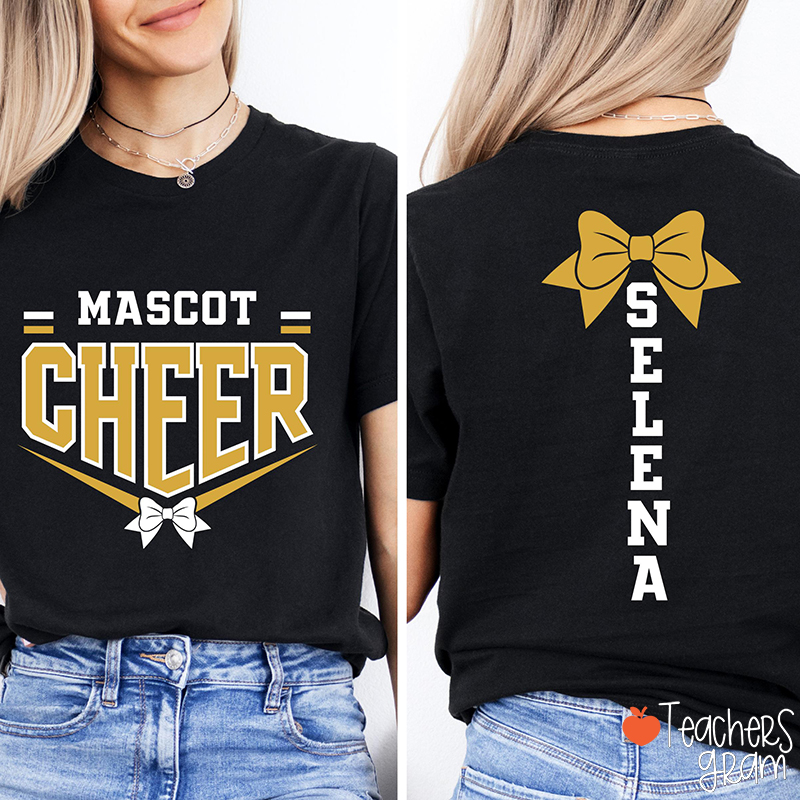 Personalized Mascot Cheer Game Day Teacher Two Sided T-Shirt