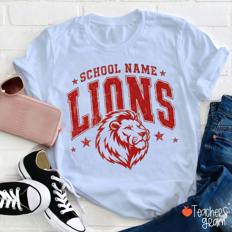 Personalized Mascot Vintage School Spirit Team Graphic Teacher T-Shirt