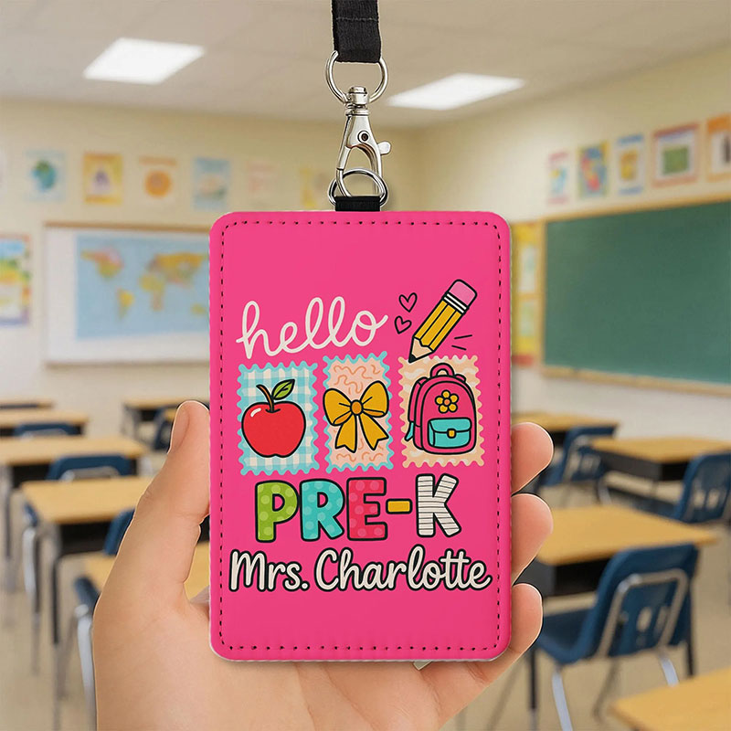Personalized School Hello Name Teacher Card Holder