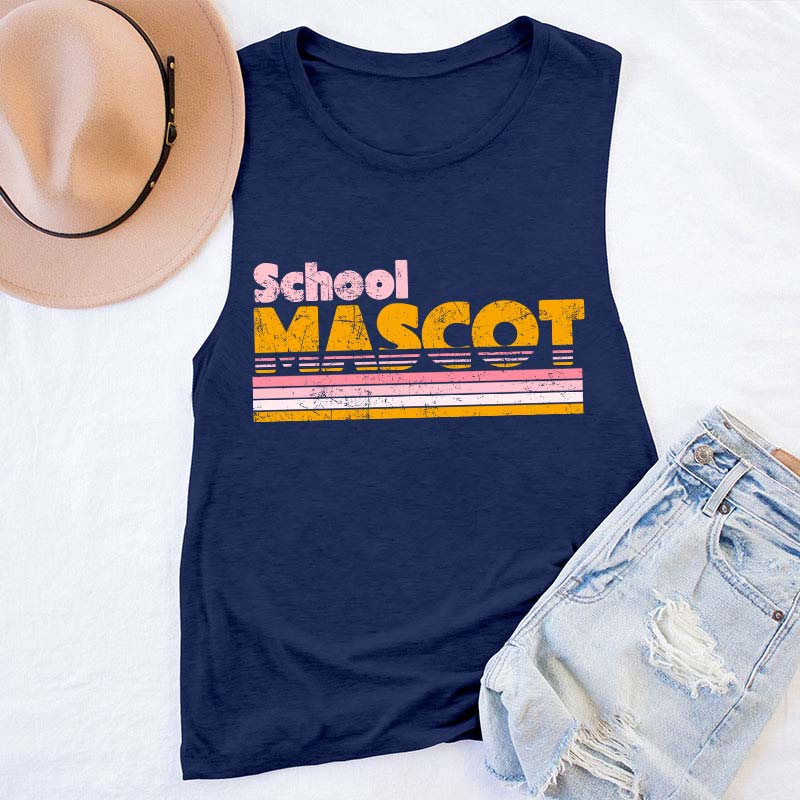 Personalized Mascot And School Name Contrast Color Line Design Teacher Tank Top